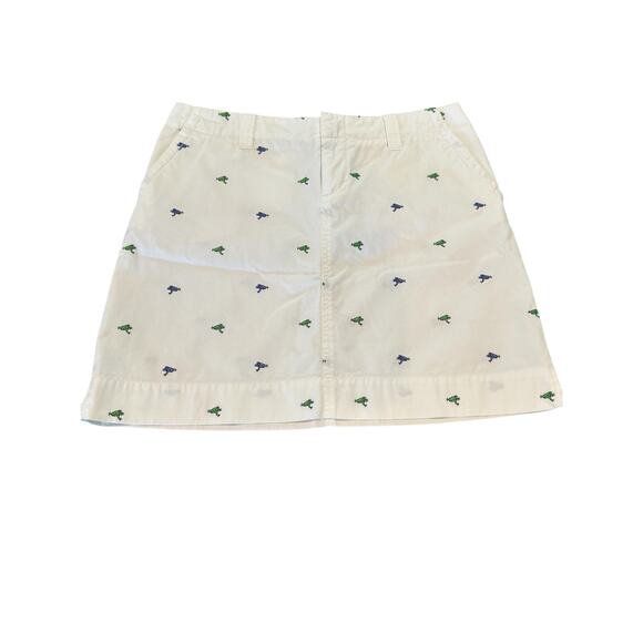 Lilly Pulitzer Cotton Skirt Size 8 White Mini Embroidered Frogs Golf Resort - Picture 3 of 9
